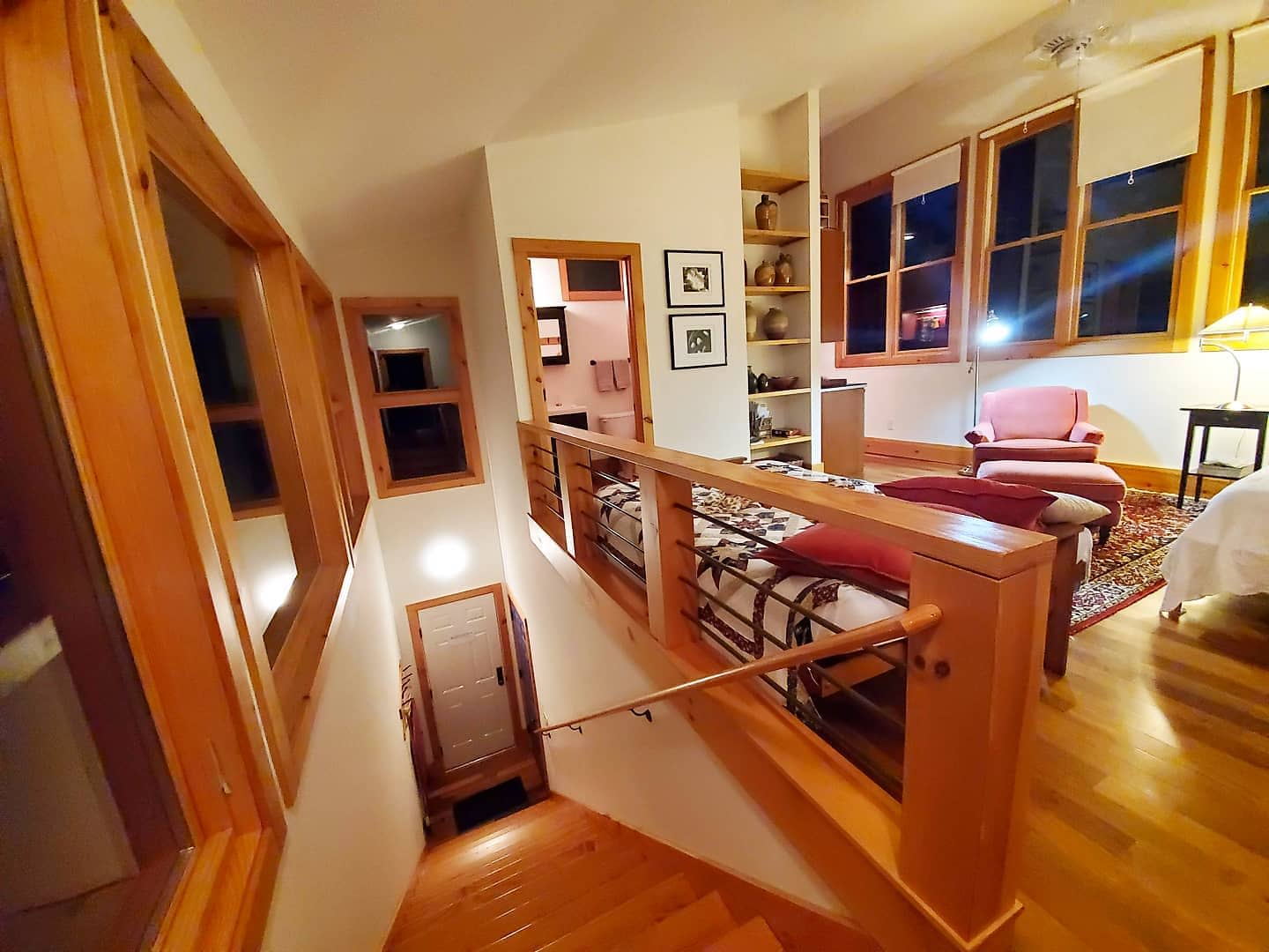 small wood loft bedroom